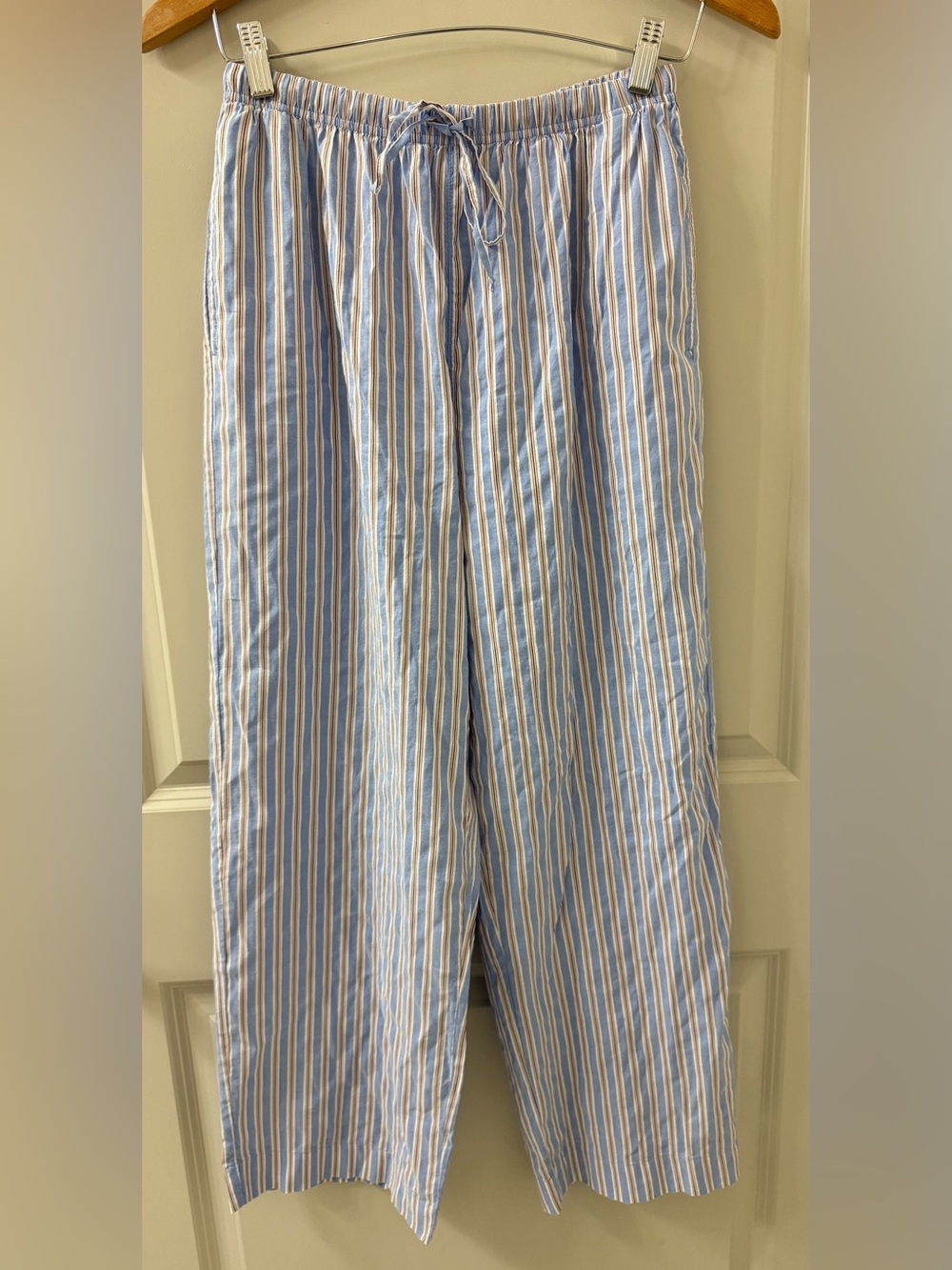 Uniqlo Cotton Striped Relaxed Fit Drawstring Easy Pants Blue Cottagewear Sz S